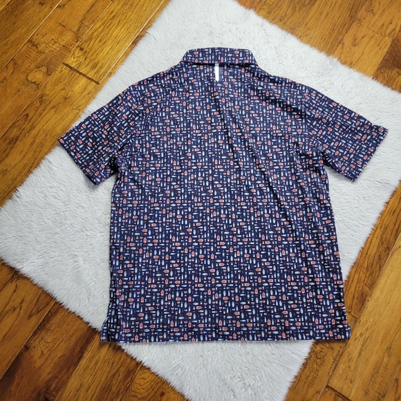 Rhoback Golf Polo Shirt Men's Large Cocktails Navy Blue Short Sleeve - Picture 3 of 9